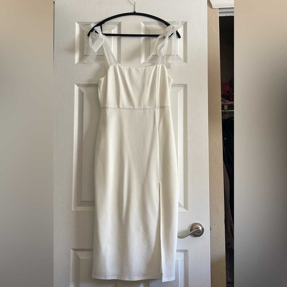 Lulus dress - white tie strap bodycon midi